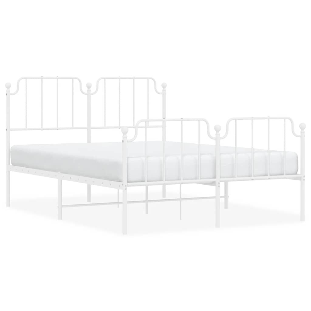 8721012212626_a_en_hd_1 vidaXL Metal Bed Frame without Mattress with Footboard White 135x190 cm - Image 2