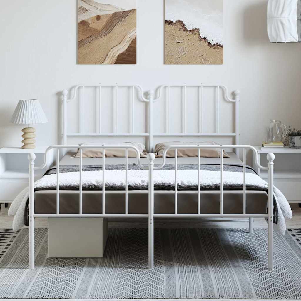 8721012212626_g_en_hd_1 vidaXL Metal Bed Frame without Mattress with Footboard White 135x190 cm - Image 3