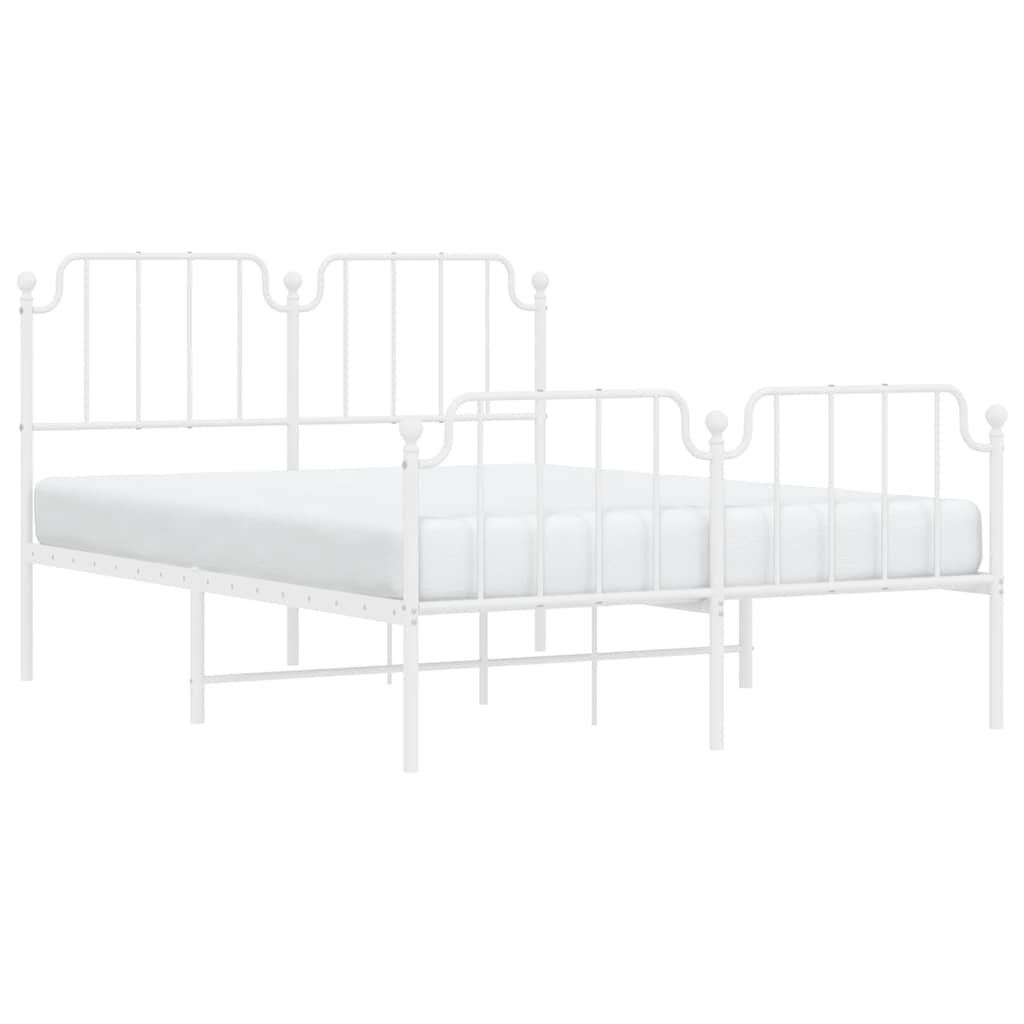 8721012212626_g_en_hd_2 vidaXL Metal Bed Frame without Mattress with Footboard White 135x190 cm - Image 4