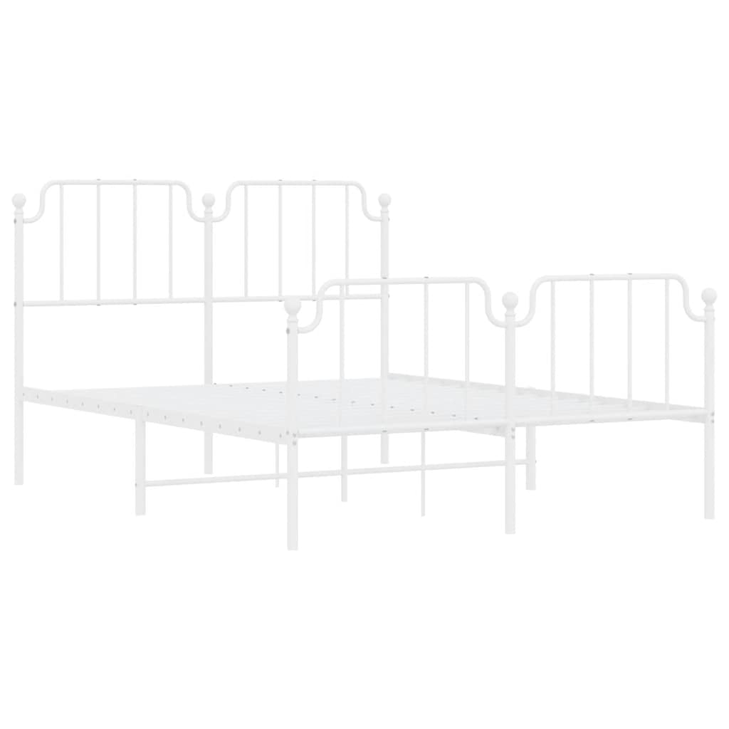8721012212626_g_en_hd_3 vidaXL Metal Bed Frame without Mattress with Footboard White 135x190 cm - Image 5