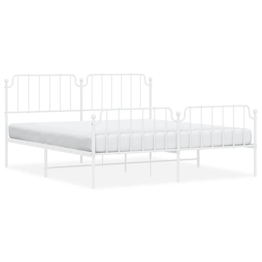 8721012212671_a_en_hd_1 vidaXL Metal Bed Frame without Mattress with Footboard White 183x203 cm King - Image 2