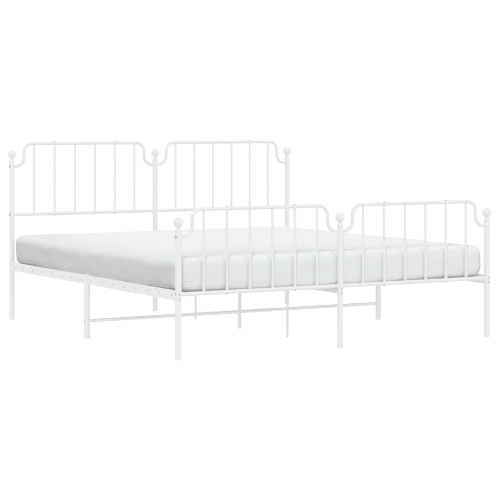 8721012212671_g_en_hd_1 vidaXL Metal Bed Frame without Mattress with Footboard White 183x203 cm King - Image 3
