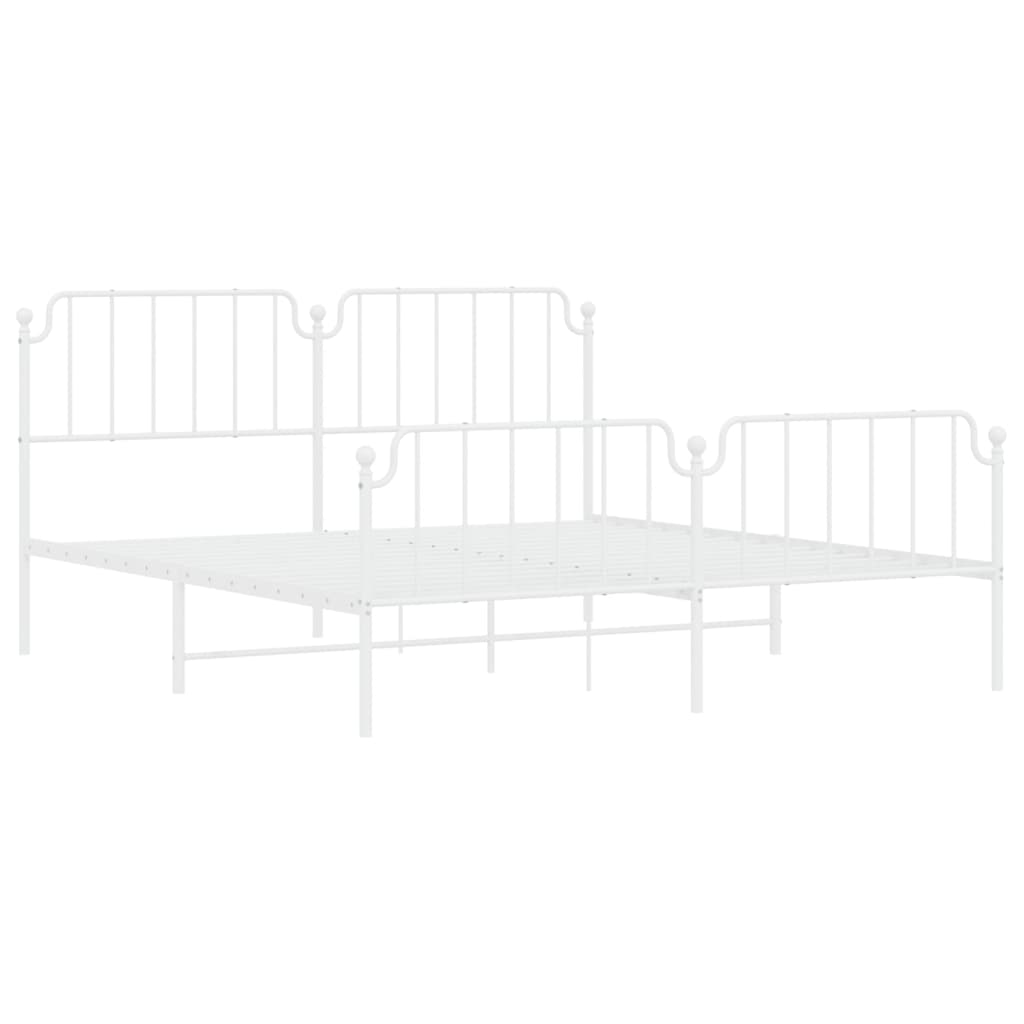 8721012212671_g_en_hd_2 vidaXL Metal Bed Frame without Mattress with Footboard White 183x203 cm King - Image 4