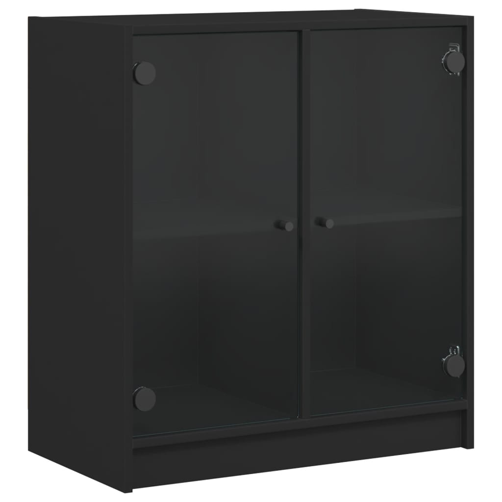 8721012213715_a_en_hd_1 vidaXL Side Cabinet with Glass Doors Black 68x37x75.5 cm - Image 2