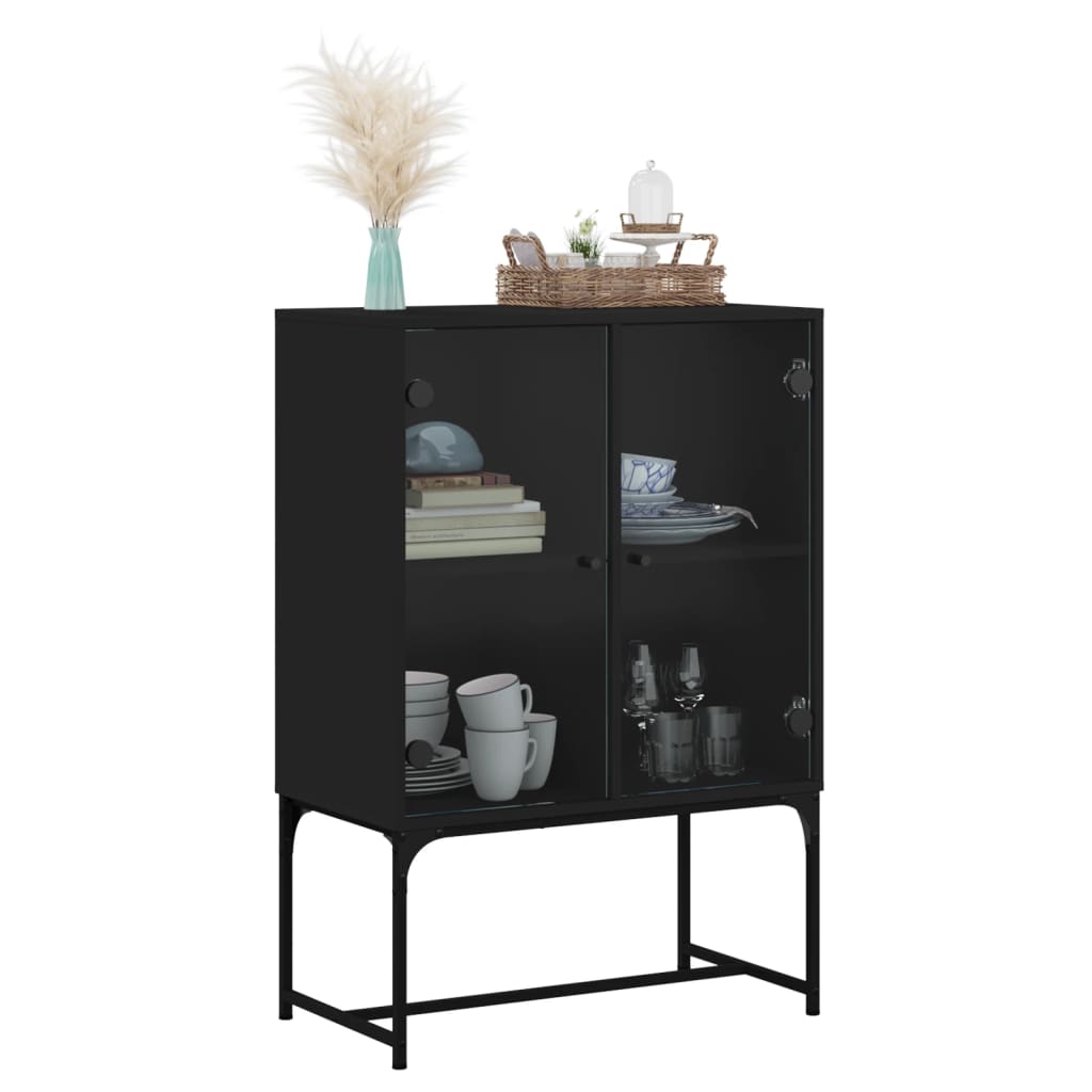 8721012214972_g_en_hd_2 vidaXL Side Cabinet with Glass Doors Black 69x37x100 cm - Image 5