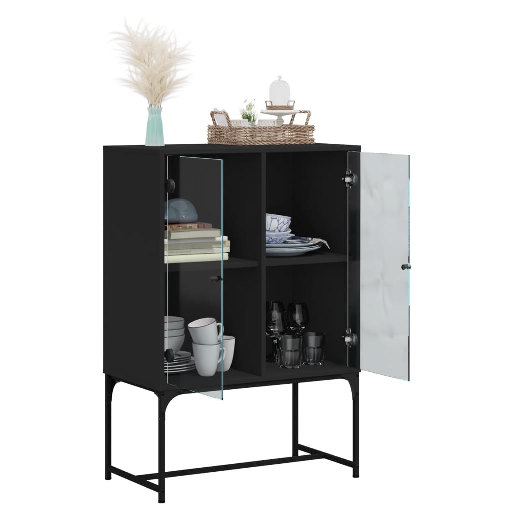 8721012214972_g_en_hd_3 vidaXL Side Cabinet with Glass Doors Black 69x37x100 cm - Image 6
