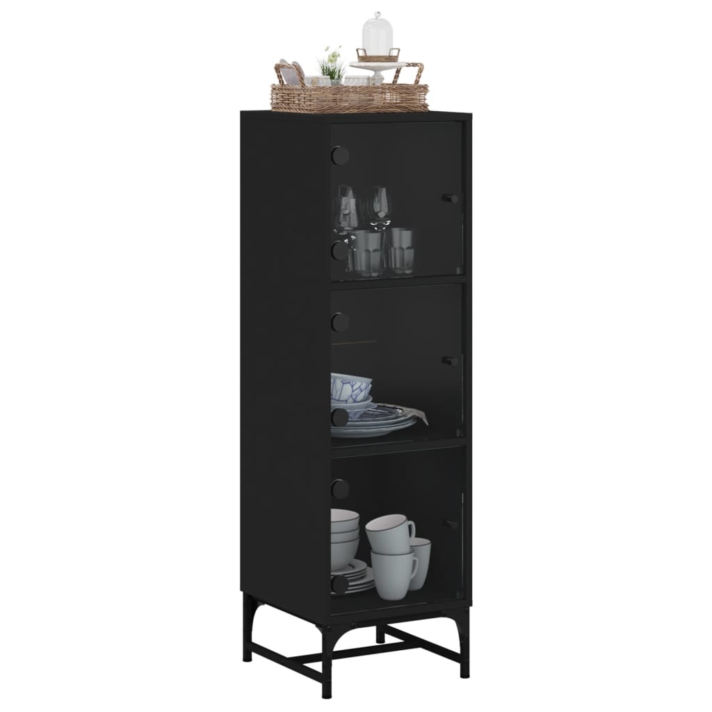 8721012215115_g_en_hd_2 vidaXL Highboard with Glass Doors Black 35x37x120 cm - Image 5
