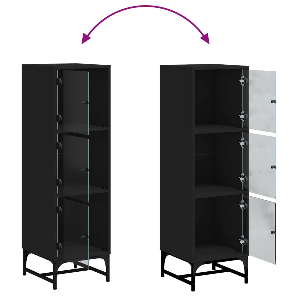 8721012215115_g_en_hd_7 vidaXL Highboard with Glass Doors Black 35x37x120 cm - Image 10