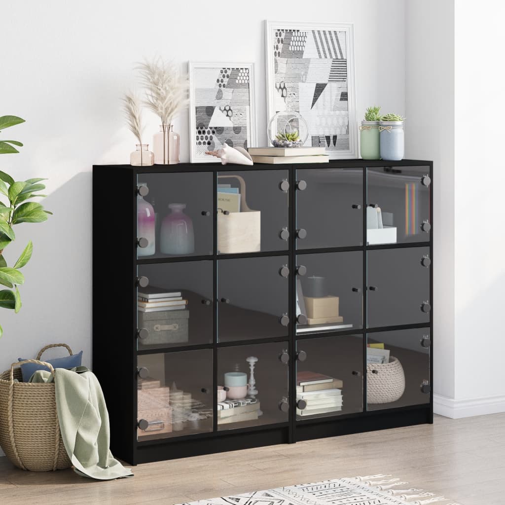8721012216013_g_en_hd_1 vidaXL Bookcase with Doors Black 136x37x109 cm Engineered Wood - Image 4