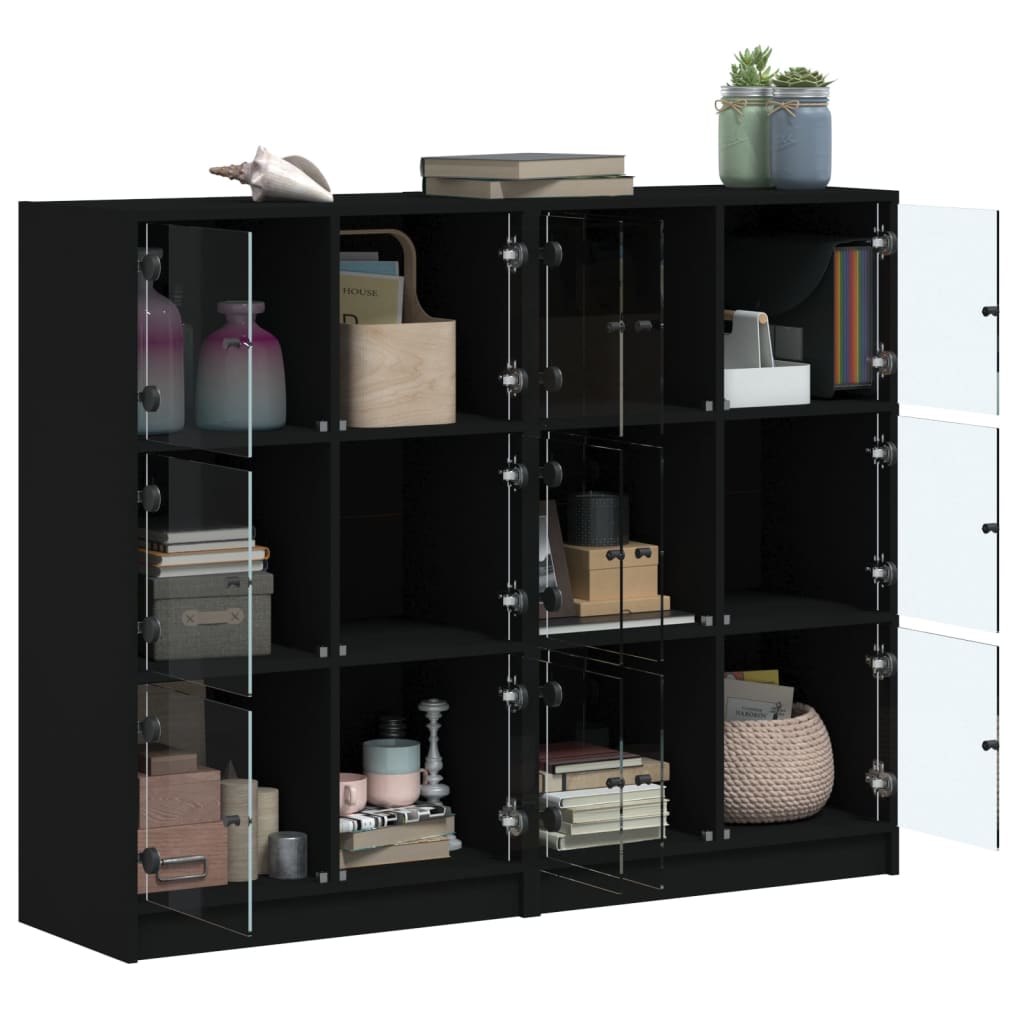 8721012216013_g_en_hd_2 vidaXL Bookcase with Doors Black 136x37x109 cm Engineered Wood - Image 5
