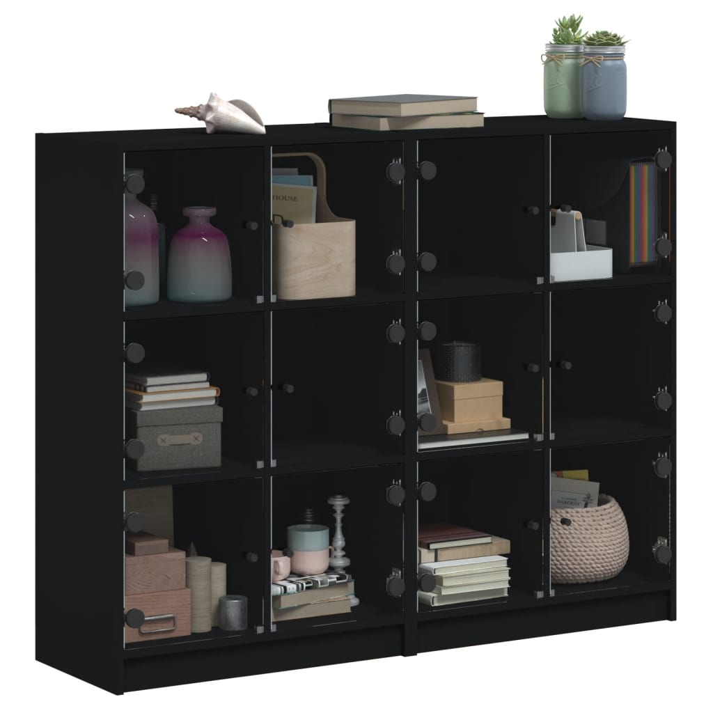 8721012216013_g_en_hd_3 vidaXL Bookcase with Doors Black 136x37x109 cm Engineered Wood - Image 6