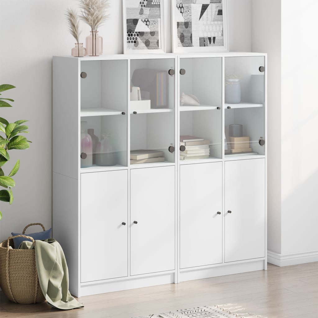 8721012216143_g_en_hd_1 vidaXL Bookcase with Doors White 136x37x142 cm Engineered Wood - Image 4