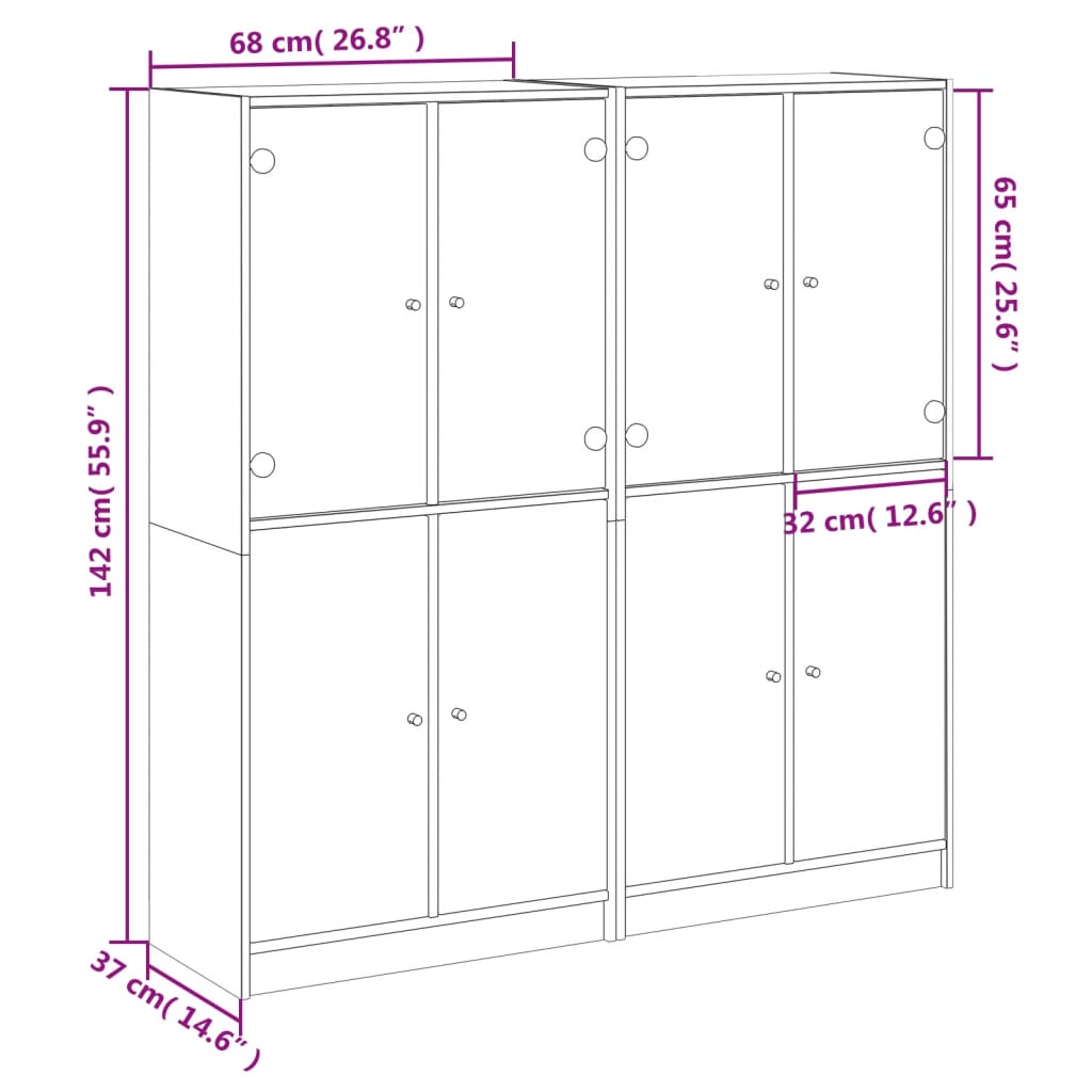 8721012216143_g_en_hd_10 vidaXL Bookcase with Doors White 136x37x142 cm Engineered Wood - Image 13