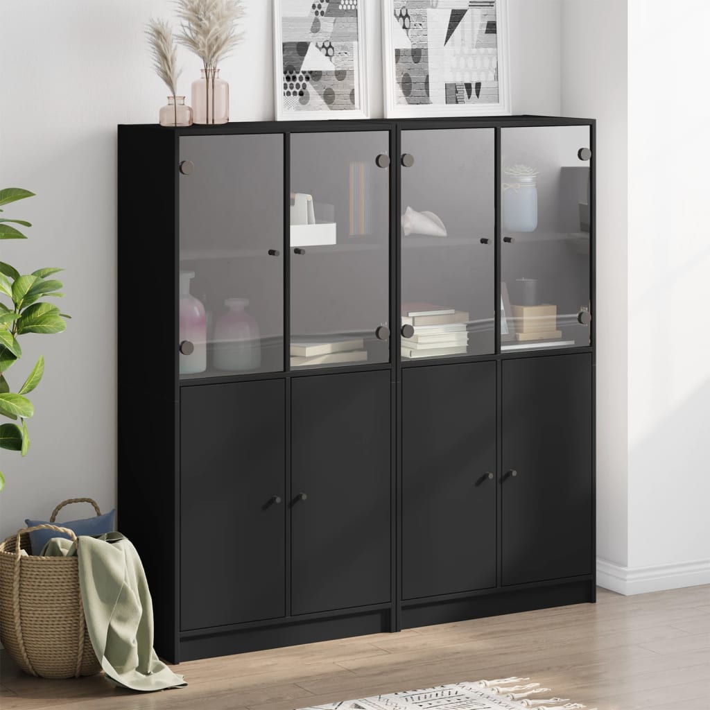 8721012216150_g_en_hd_1 vidaXL Bookcase with Doors Black 136x37x142 cm Engineered Wood - Image 4