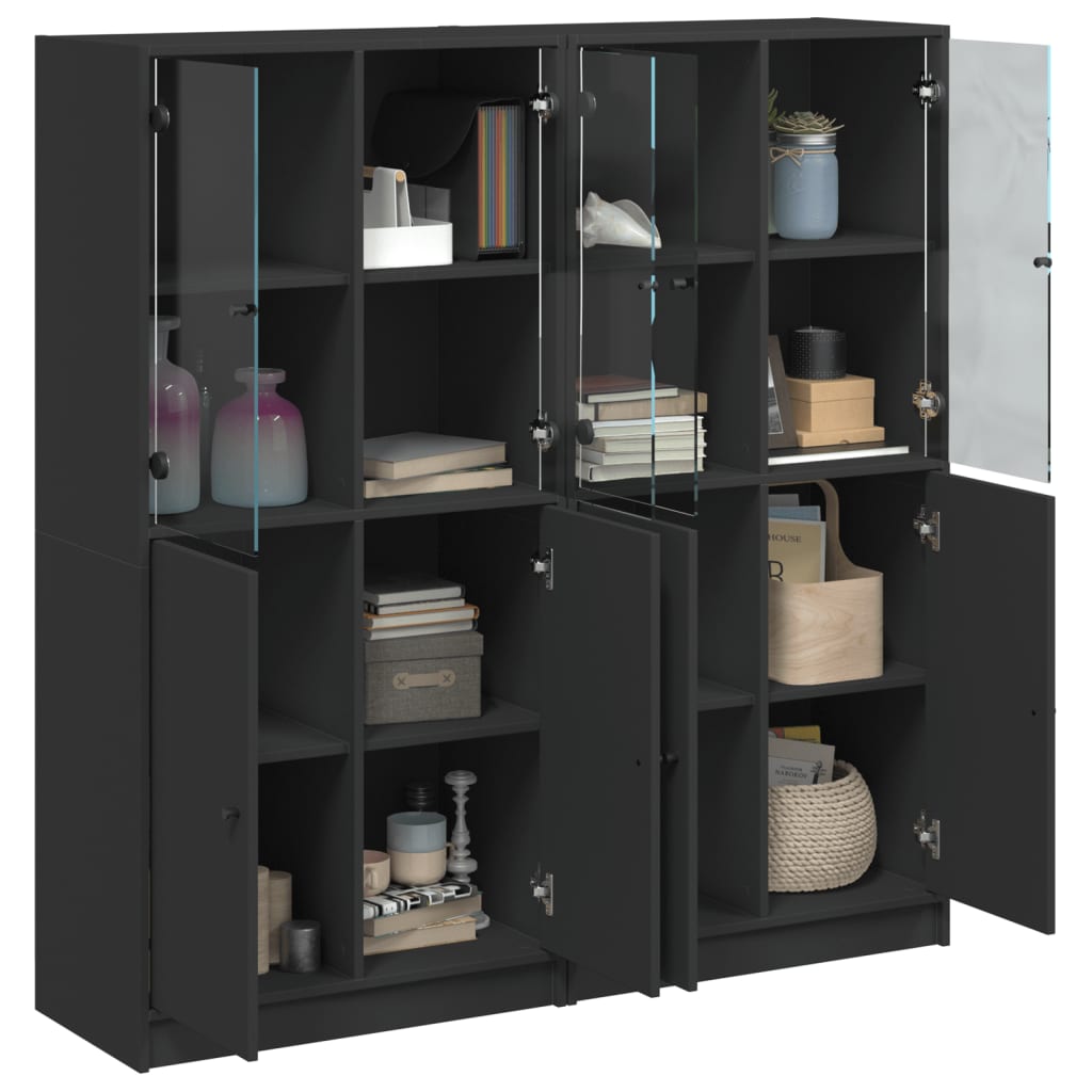8721012216150_g_en_hd_2 vidaXL Bookcase with Doors Black 136x37x142 cm Engineered Wood - Image 5
