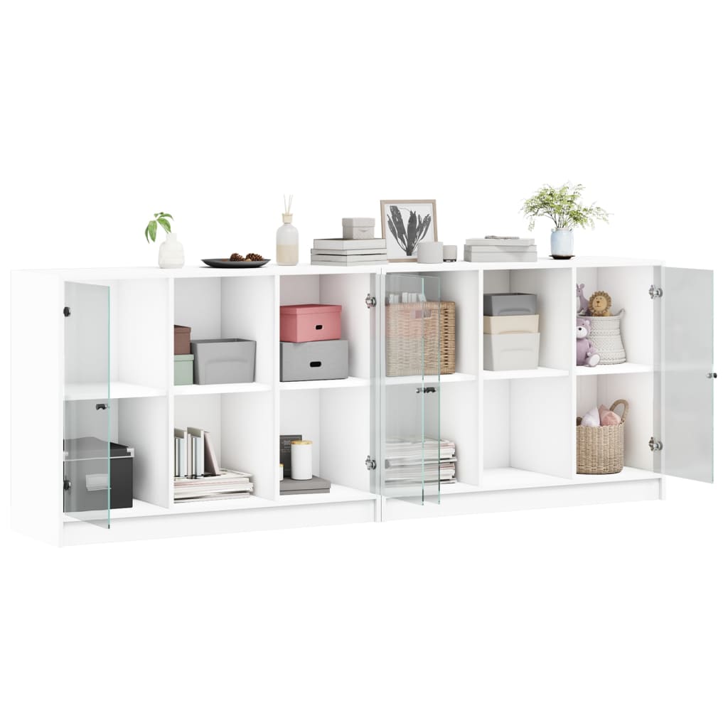 8721012216211_g_en_hd_2 vidaXL Bookcase with Doors White 204x37x75 cm Engineered Wood - Image 5