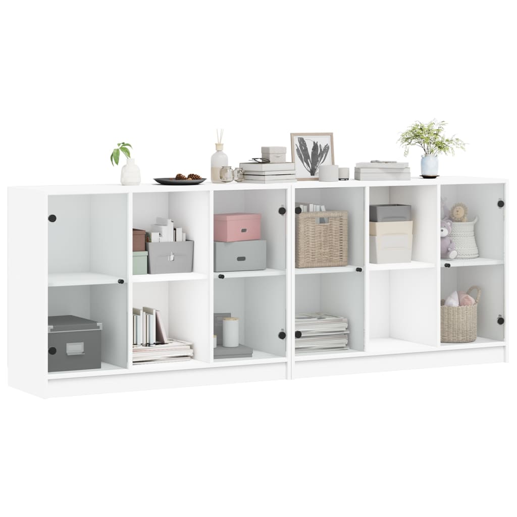8721012216211_g_en_hd_3 vidaXL Bookcase with Doors White 204x37x75 cm Engineered Wood - Image 6
