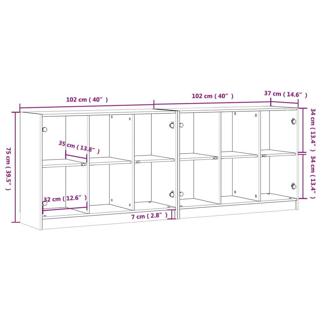 8721012216211_g_en_hd_9 vidaXL Bookcase with Doors White 204x37x75 cm Engineered Wood - Image 12