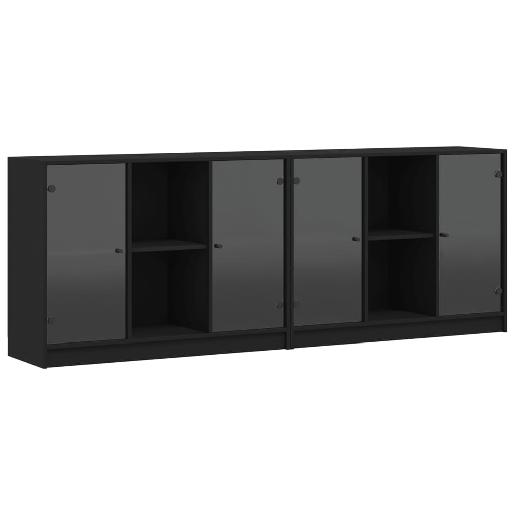 8721012216228_a_en_hd_1 vidaXL Bookcase with Doors Black 204x37x75 cm Engineered Wood - Image 2