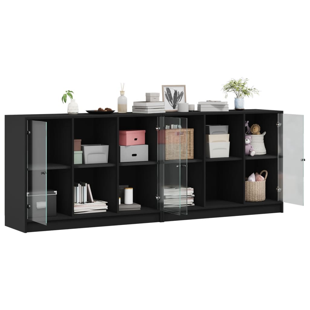 8721012216228_g_en_hd_2 vidaXL Bookcase with Doors Black 204x37x75 cm Engineered Wood - Image 5