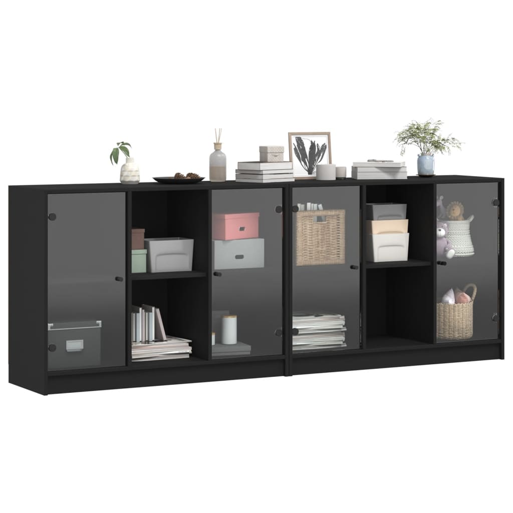 8721012216228_g_en_hd_3 vidaXL Bookcase with Doors Black 204x37x75 cm Engineered Wood - Image 6