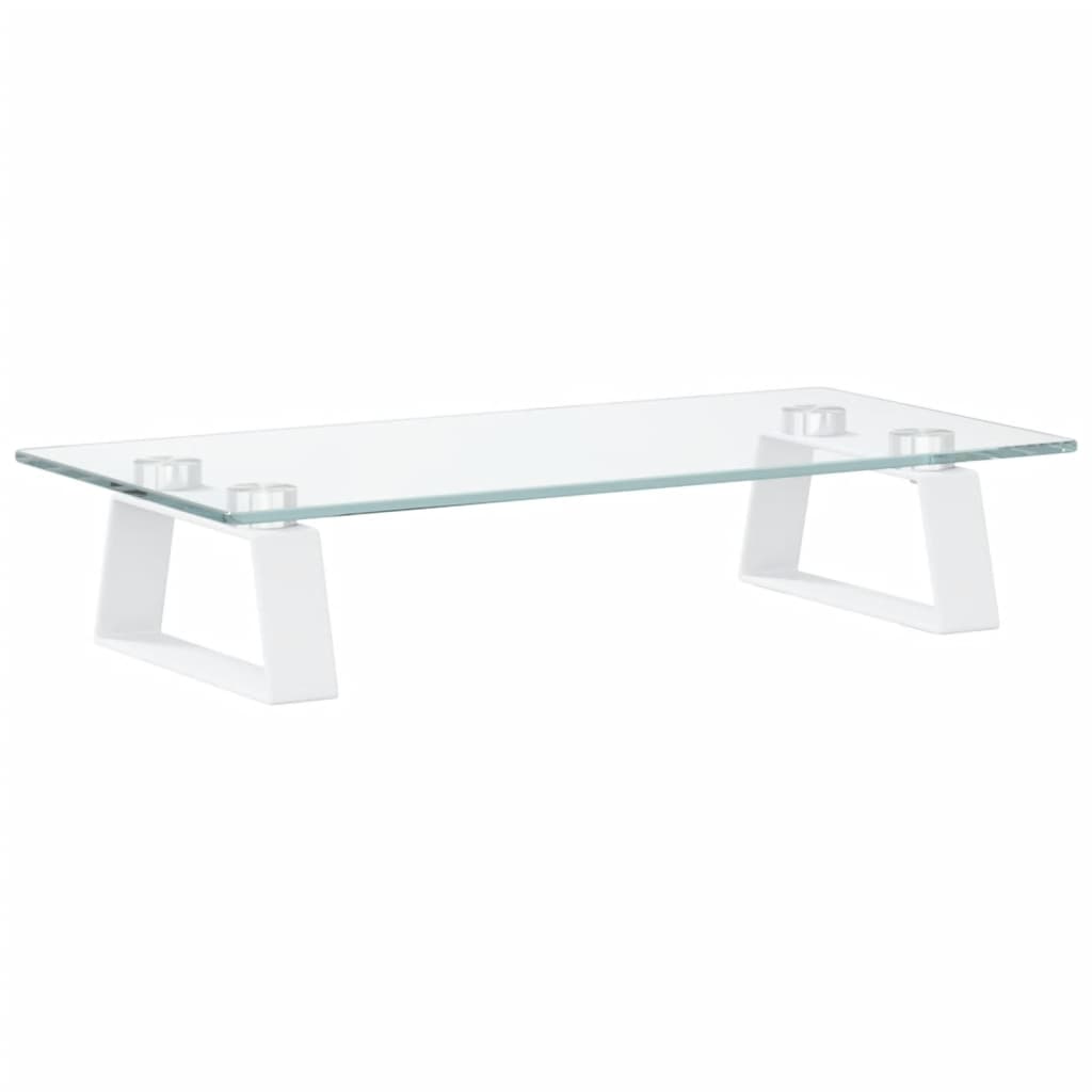 8721012216358_a_en_hd_1 vidaXL Monitor Stand White 40x20x8 cm Tempered Glass and Metal - Image 2