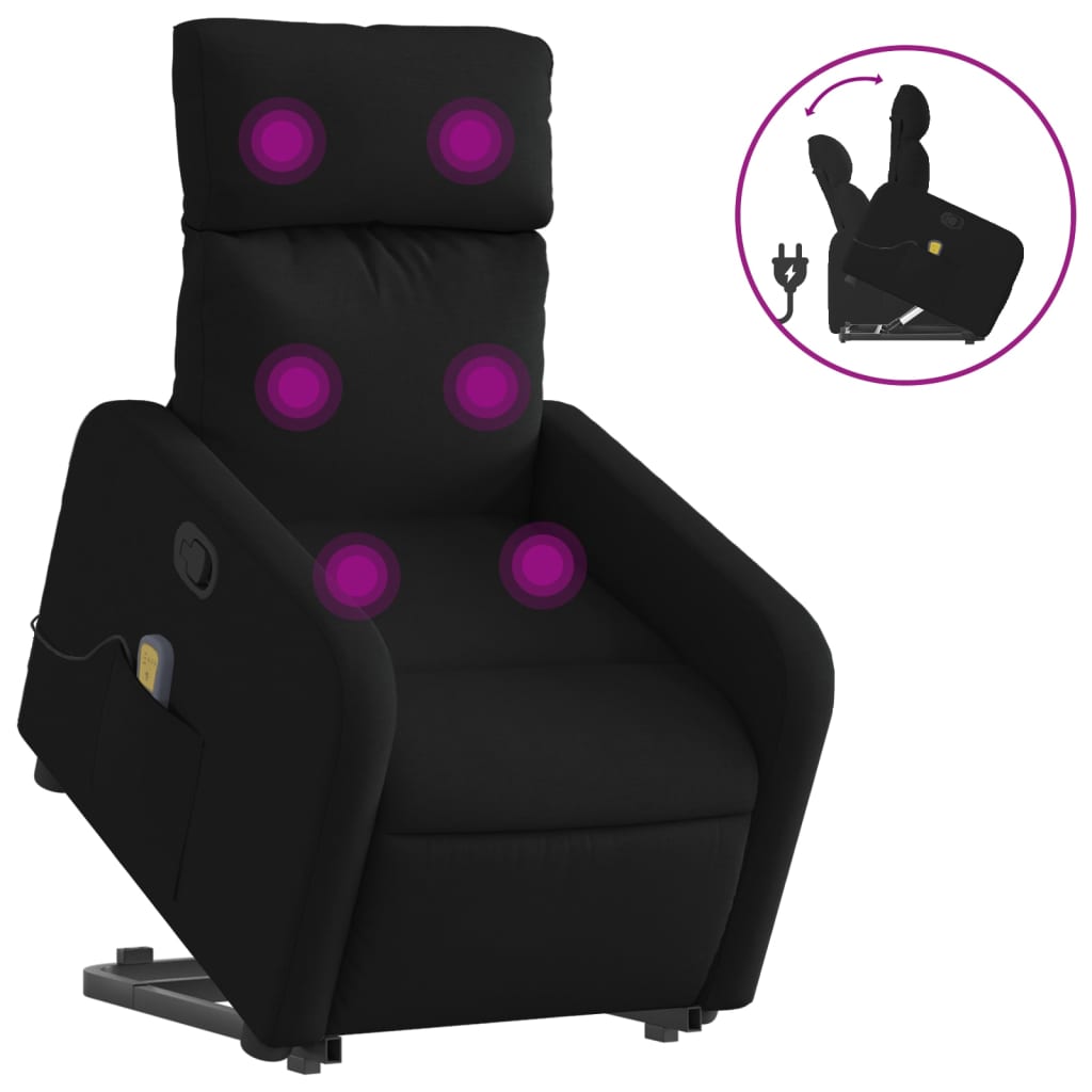 8721012221031_a_en_hd_1 vidaXL Electric Stand up Massage Recliner Chair Black Fabric - Image 2