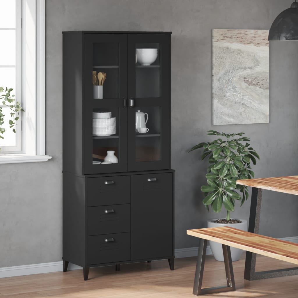 8721012224292_g_en_hd_1 vidaXL Highboard VIKEN Black 80x40x190 cm Solid Wood Pine - Image 4