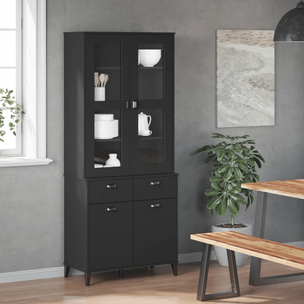 8721012224322_g_en_hd_1 vidaXL Highboard VIKEN Black 80x40x190 cm Solid Wood Pine - Image 4