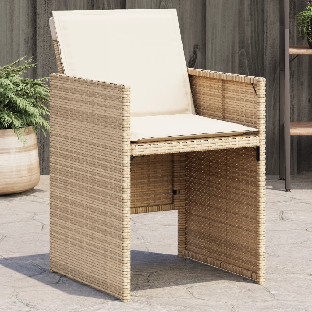vidaXL Garden Chairs with Cushions 4 pcs Beige Poly Rattan