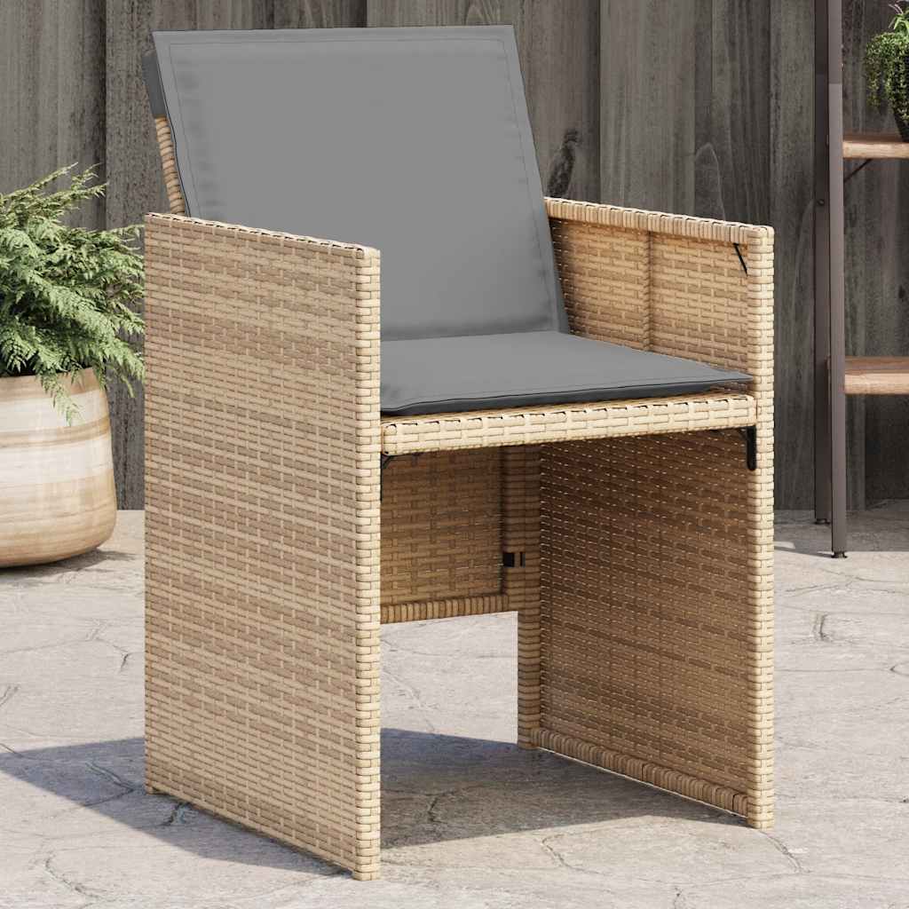 vidaXL Garden Chairs with Cushions 4 pcs Mix Beige Poly Rattan