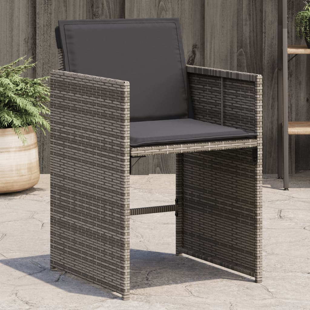 vidaXL Garden Chairs with Cushions 4 pcs Grey Poly Rattan