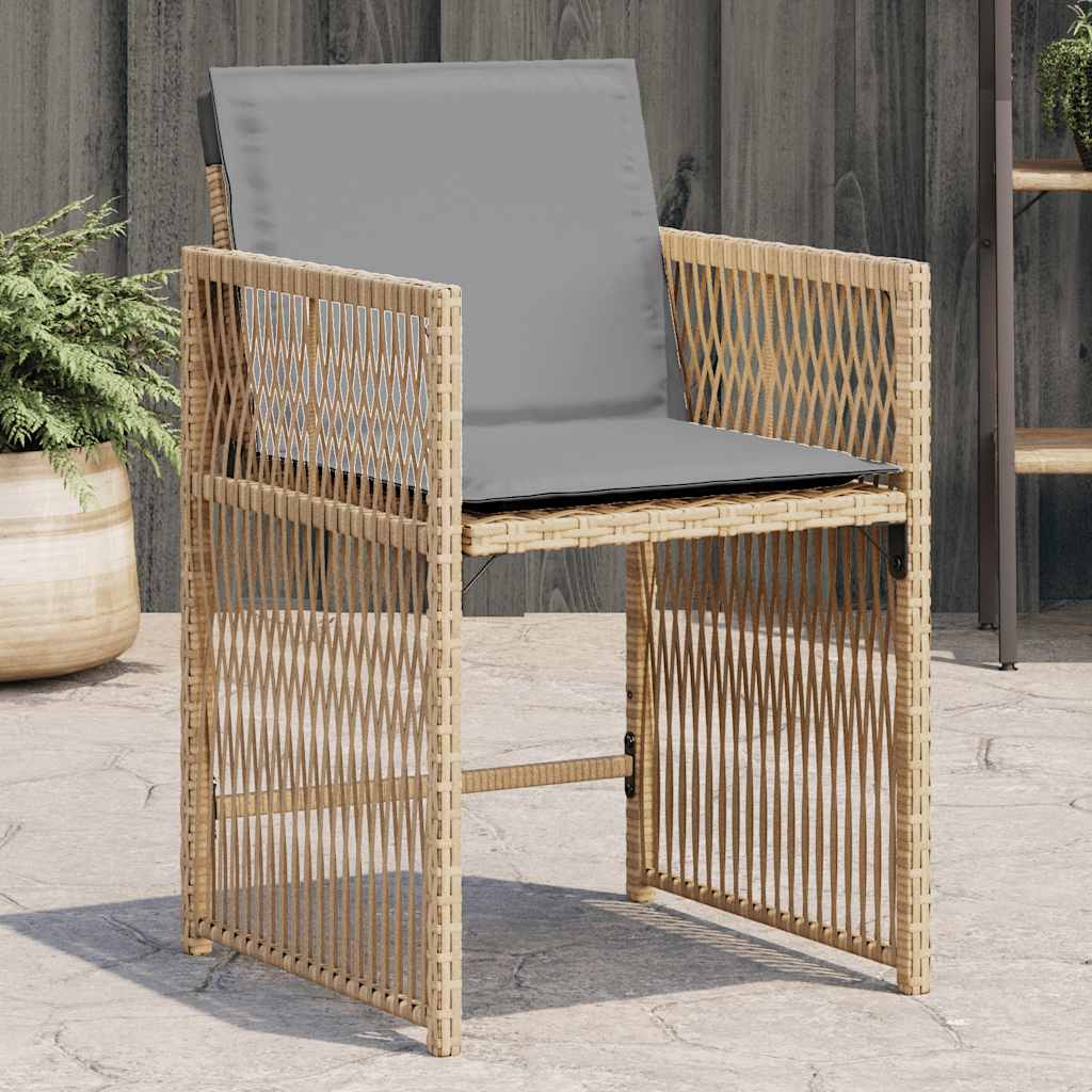 vidaXL Garden Chairs with Cushions 4 pcs Mix Beige Poly Rattan