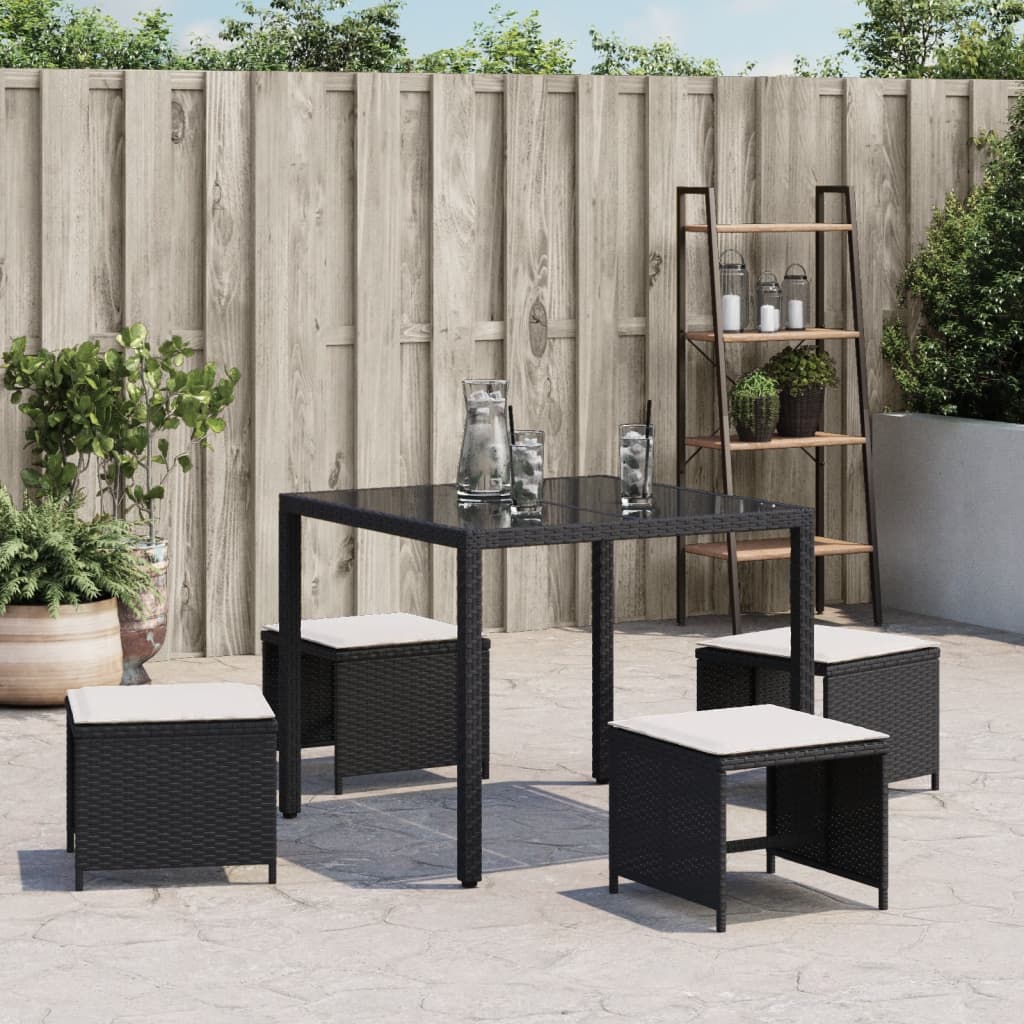 8721012236158_g_en_hd_1 vidaXL Garden Stools with Cushions 4 pcs Black 41x41x36 cm Poly Rattan - Image 3