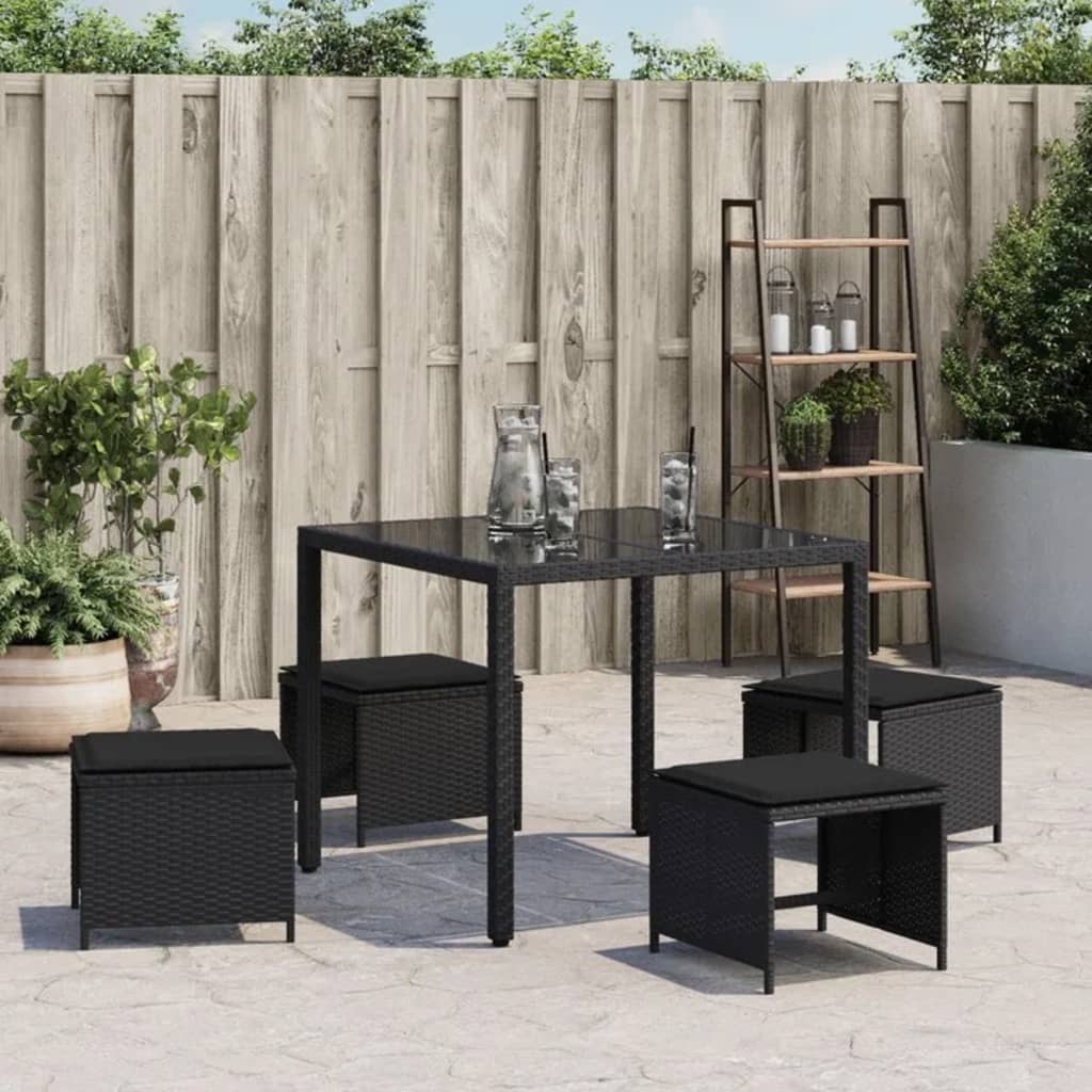 8721012236165_g_en_hd_1 vidaXL Garden Stools with Cushions 4 pcs Black 41x41x36 cm Poly Rattan - Image 3
