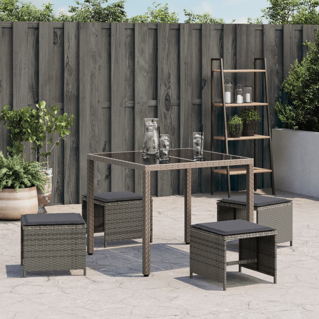 8721012236172_g_en_hd_1 vidaXL Garden Stools with Cushions 4 pcs Grey 41x41x36 cm Poly Rattan - Image 3