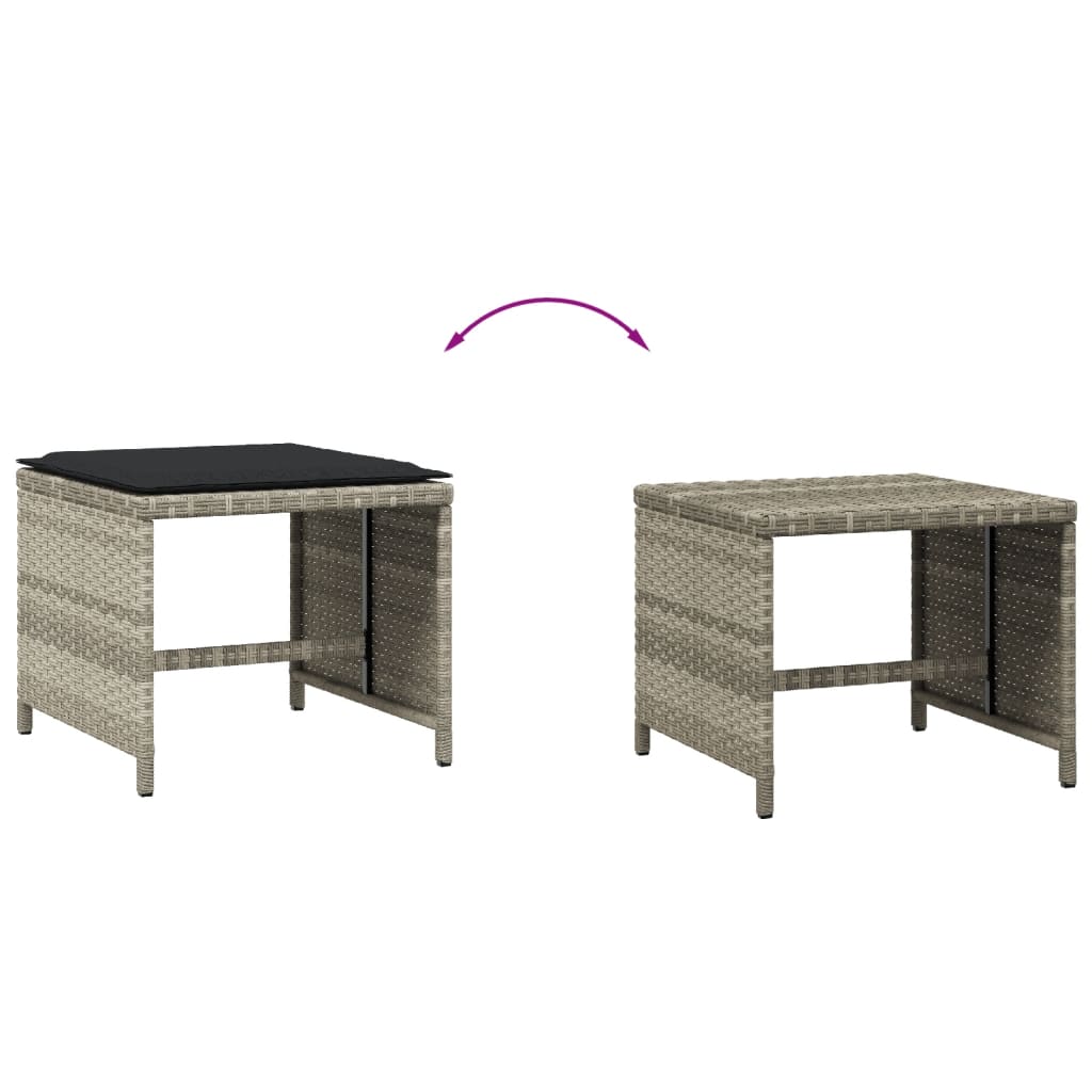 8721012236202_g_en_hd_5 vidaXL Garden Stools with Cushions 4 pcs Light Grey 41x41x36 cm Poly Rattan - Image 7