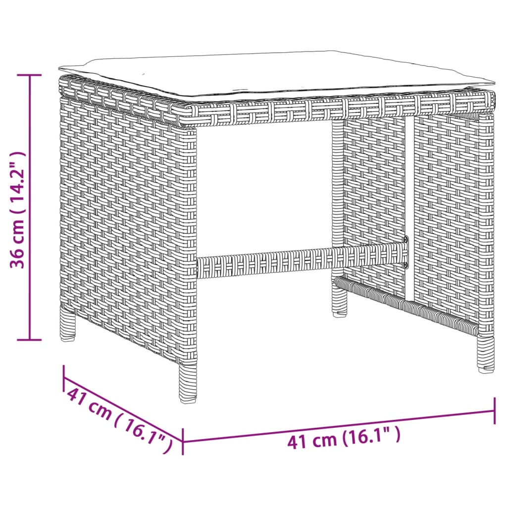8721012236202_g_en_hd_9 vidaXL Garden Stools with Cushions 4 pcs Light Grey 41x41x36 cm Poly Rattan - Image 11