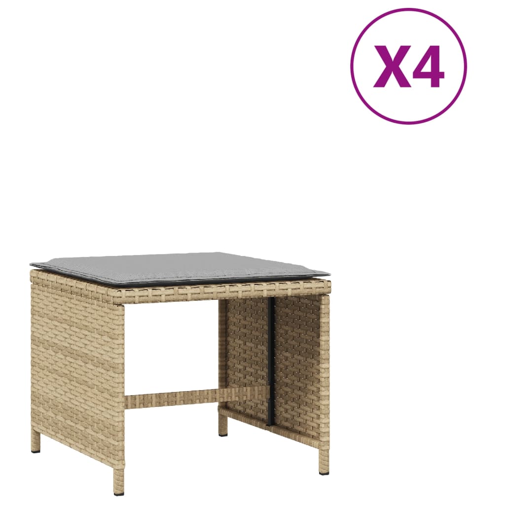 8721012236219_a_en_hd_1 vidaXL Garden Stools with Cushions 4 pcs Mix Beige 41x41x36 cm Poly Rattan - Image 2