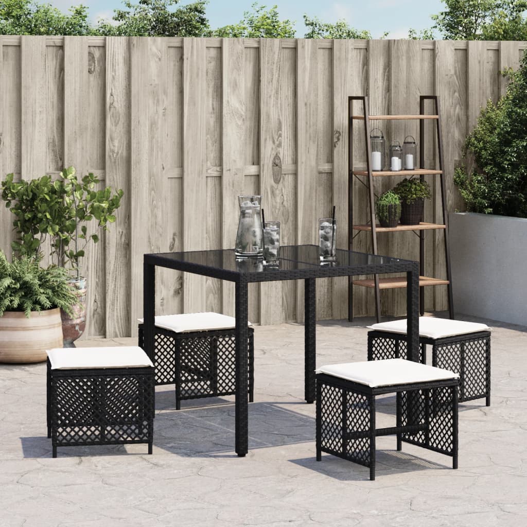 8721012236226_g_en_hd_1 vidaXL Garden Stools with Cushions 4 pcs Black 41x41x36 cm Poly Rattan - Image 3