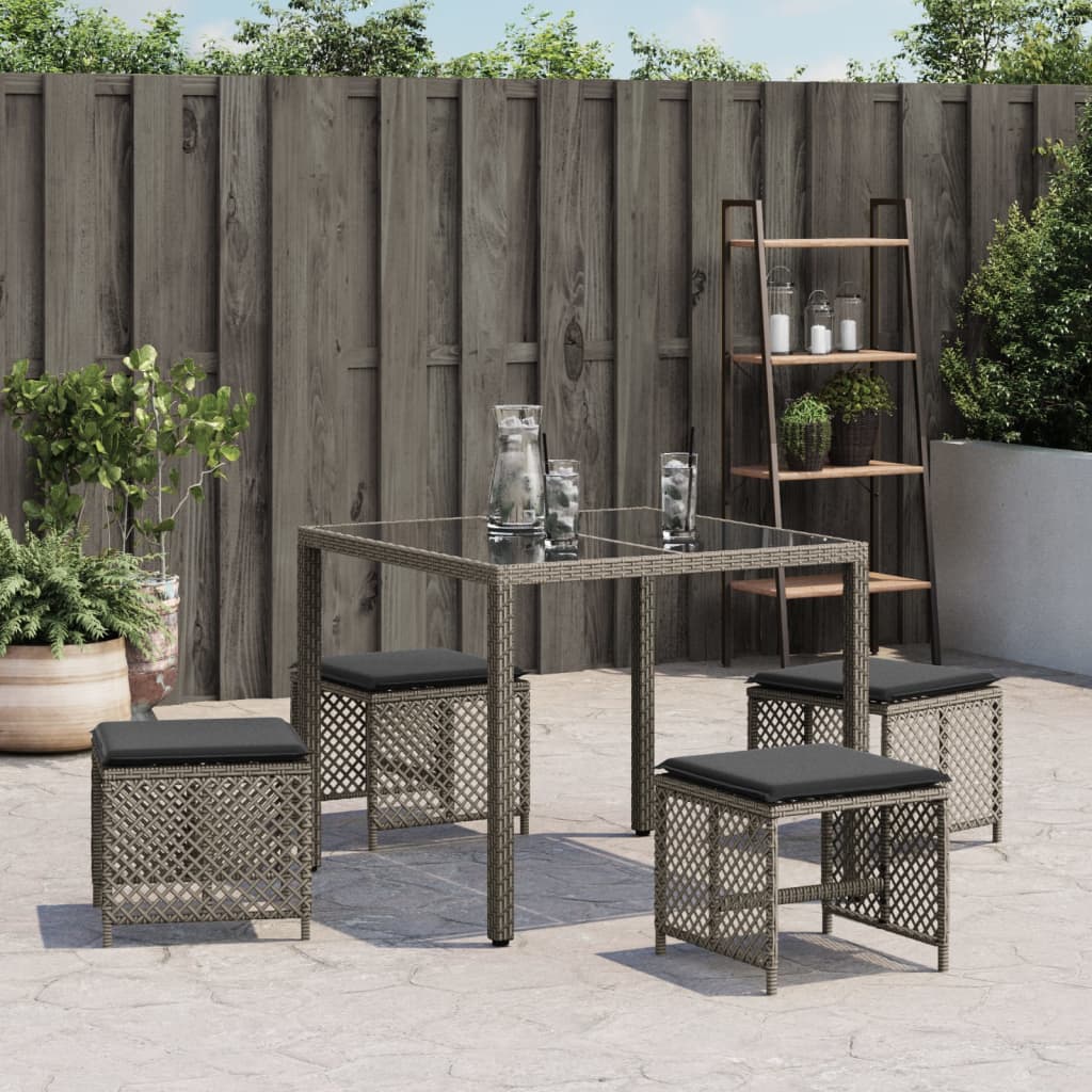 8721012236240_g_en_hd_1 vidaXL Garden Stools with Cushions 4 pcs Grey 41x41x36 cm Poly Rattan - Image 3