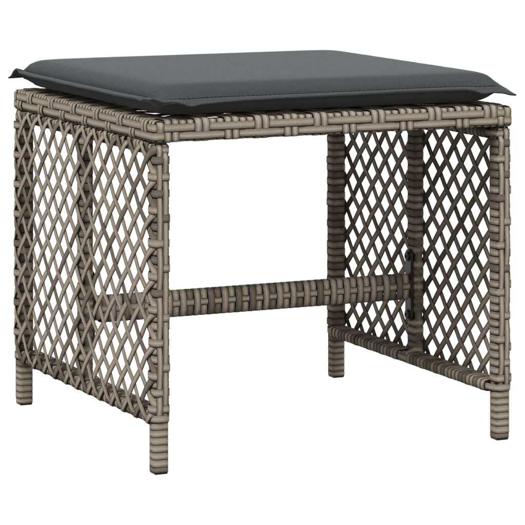 8721012236240_g_en_hd_2 vidaXL Garden Stools with Cushions 4 pcs Grey 41x41x36 cm Poly Rattan - Image 4