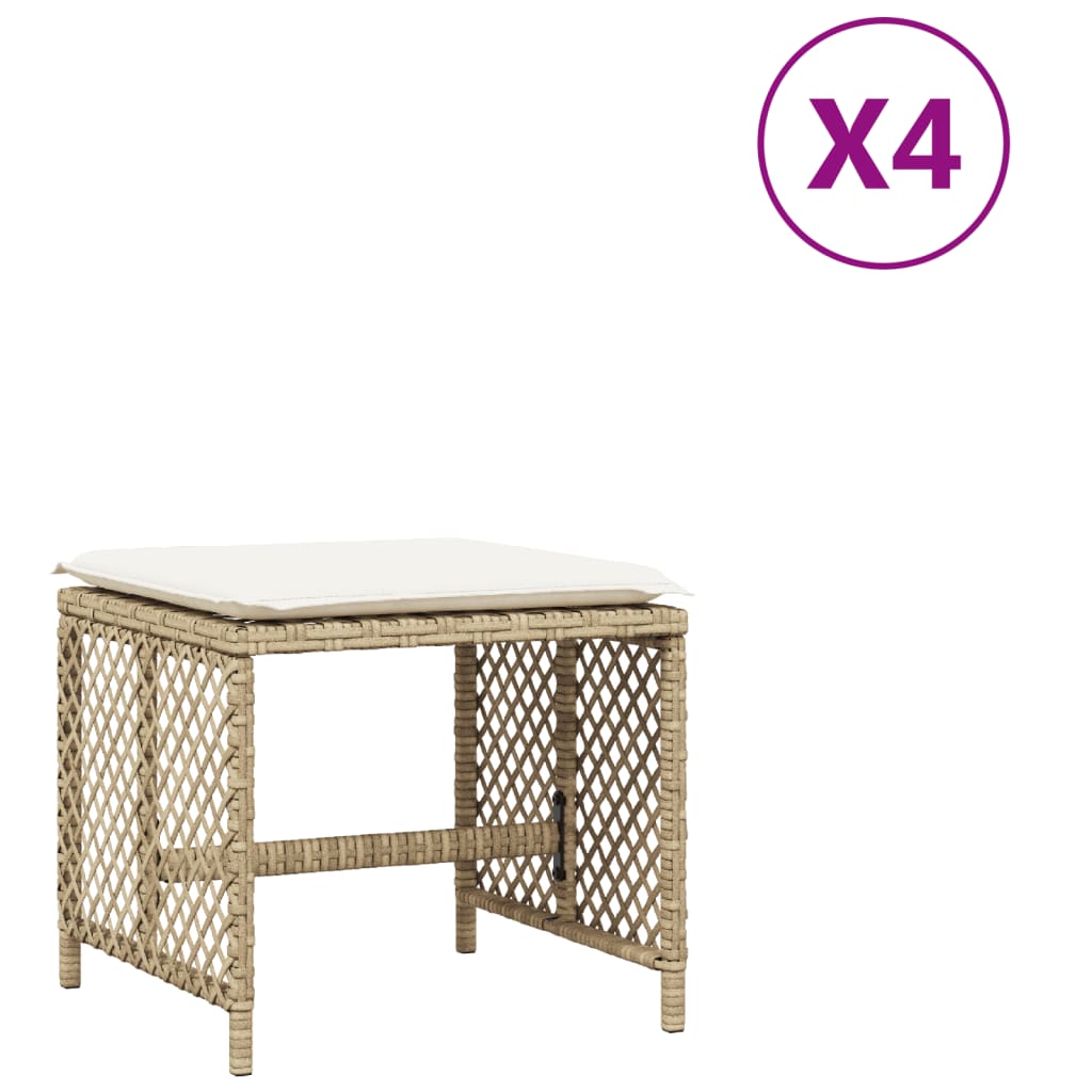 8721012236264_a_en_hd_1 vidaXL Garden Stools with Cushions 4 pcs Beige 41x41x36 cm Poly Rattan - Image 2