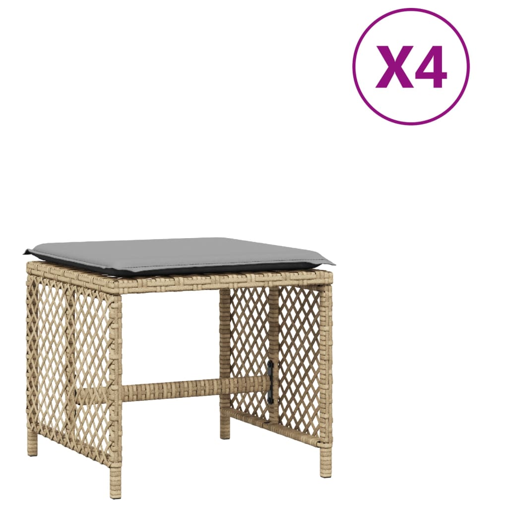 8721012236288_a_en_hd_1 vidaXL Garden Stools with Cushions 4 pcs Mix Beige 41x41x36 cm Poly Rattan - Image 2