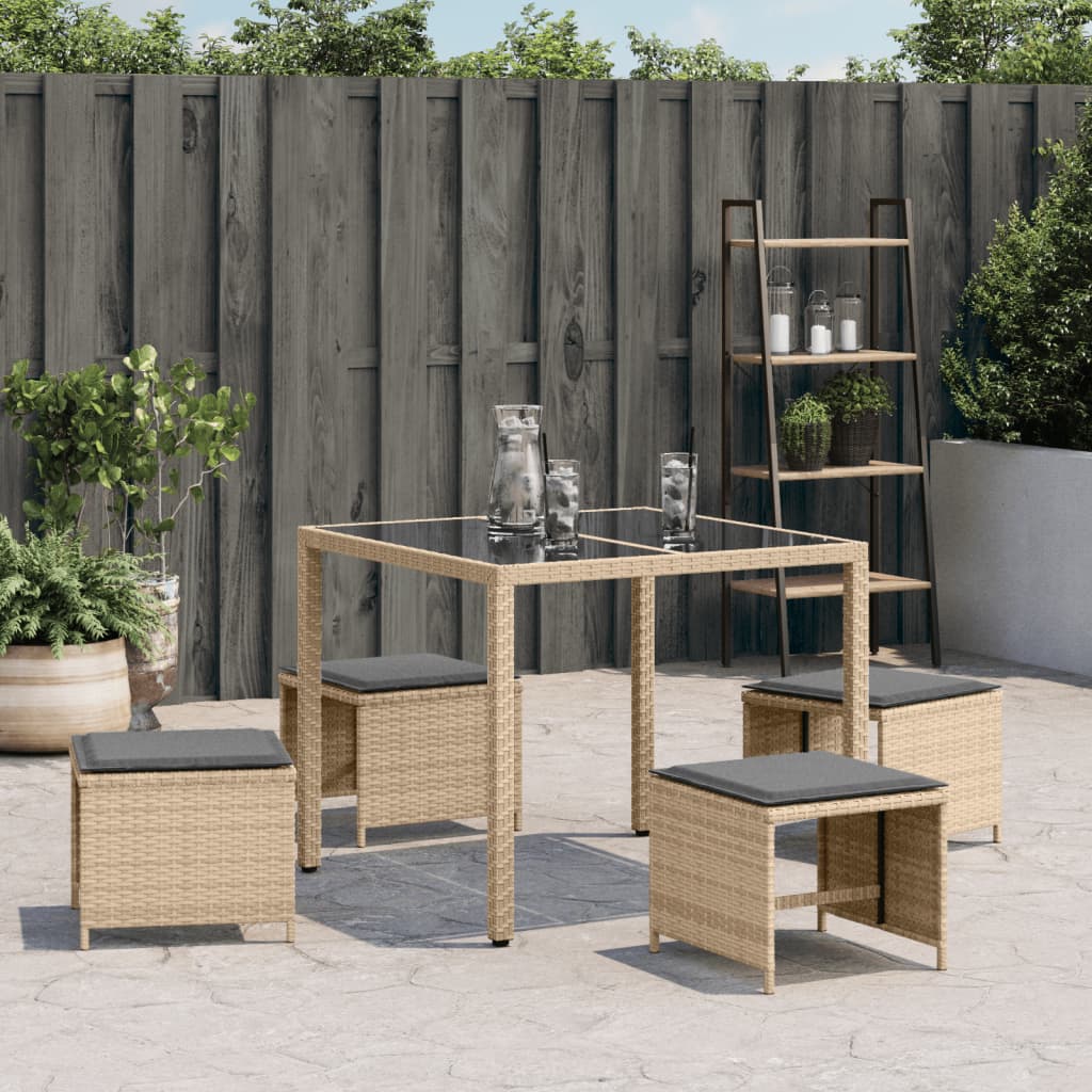 8721012236288_g_en_hd_1 vidaXL Garden Stools with Cushions 4 pcs Mix Beige 41x41x36 cm Poly Rattan - Image 3