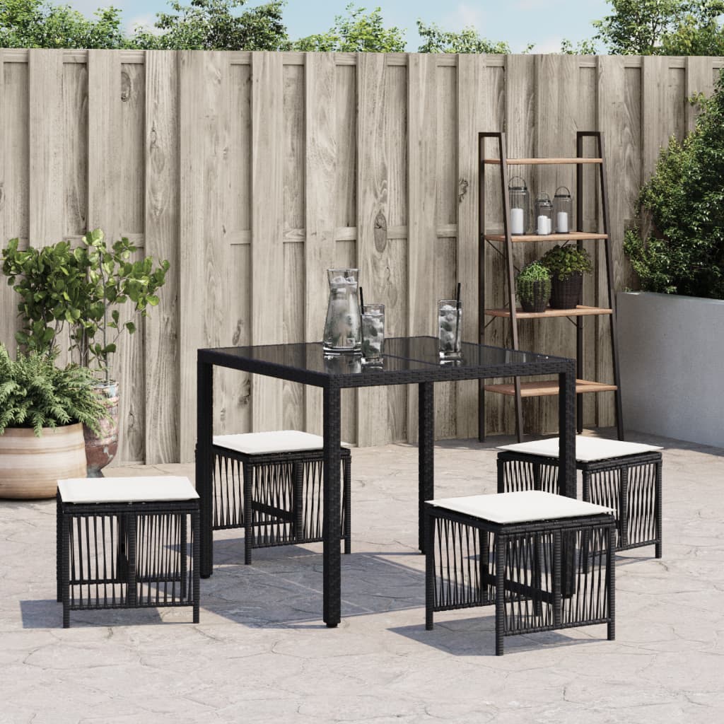 8721012236295_g_en_hd_1 vidaXL Garden Stools with Cushions 4 pcs Black 41x41x36 cm Poly Rattan - Image 3