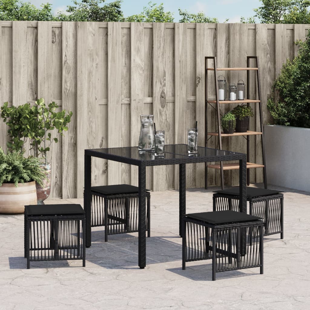 8721012236301_g_en_hd_1 vidaXL Garden Stools with Cushions 4 pcs Black 41x41x36 cm Poly Rattan - Image 3