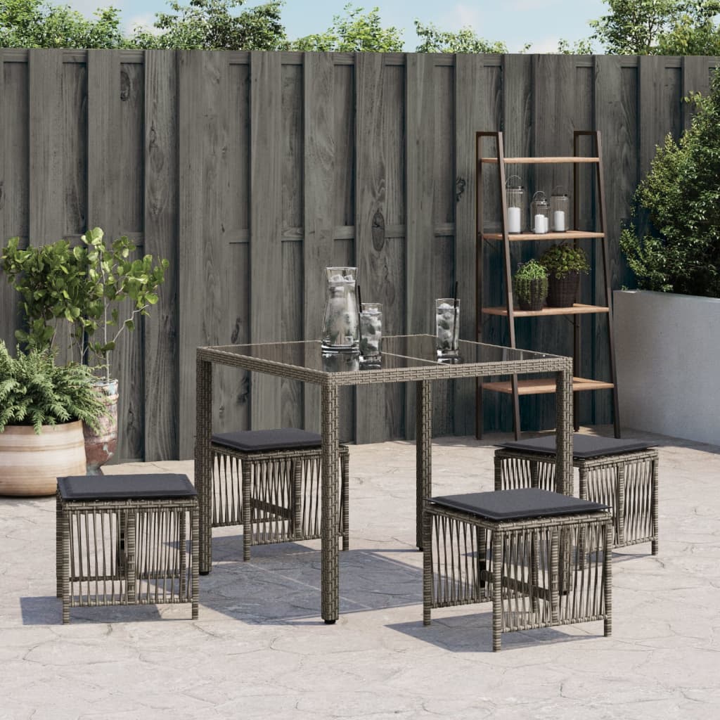 8721012236318_g_en_hd_1 vidaXL Garden Stools with Cushions 4 pcs Grey 41x41x36 cm Poly Rattan - Image 3