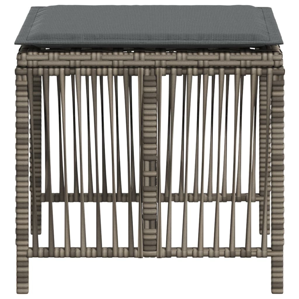8721012236318_g_en_hd_4 vidaXL Garden Stools with Cushions 4 pcs Grey 41x41x36 cm Poly Rattan - Image 6
