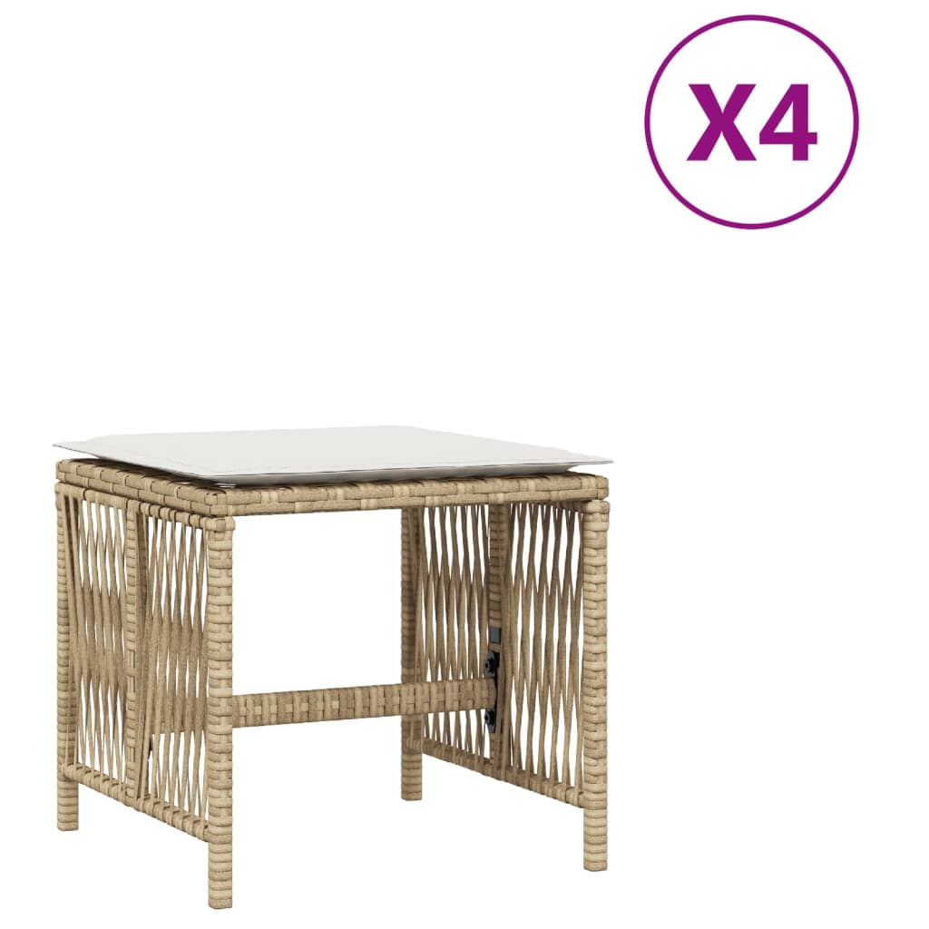 8721012236332_a_en_hd_1 vidaXL Garden Stools with Cushions 4 pcs Beige 41x41x36 cm Poly Rattan - Image 2